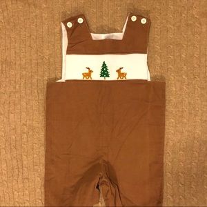Toddler smocked holiday shortall